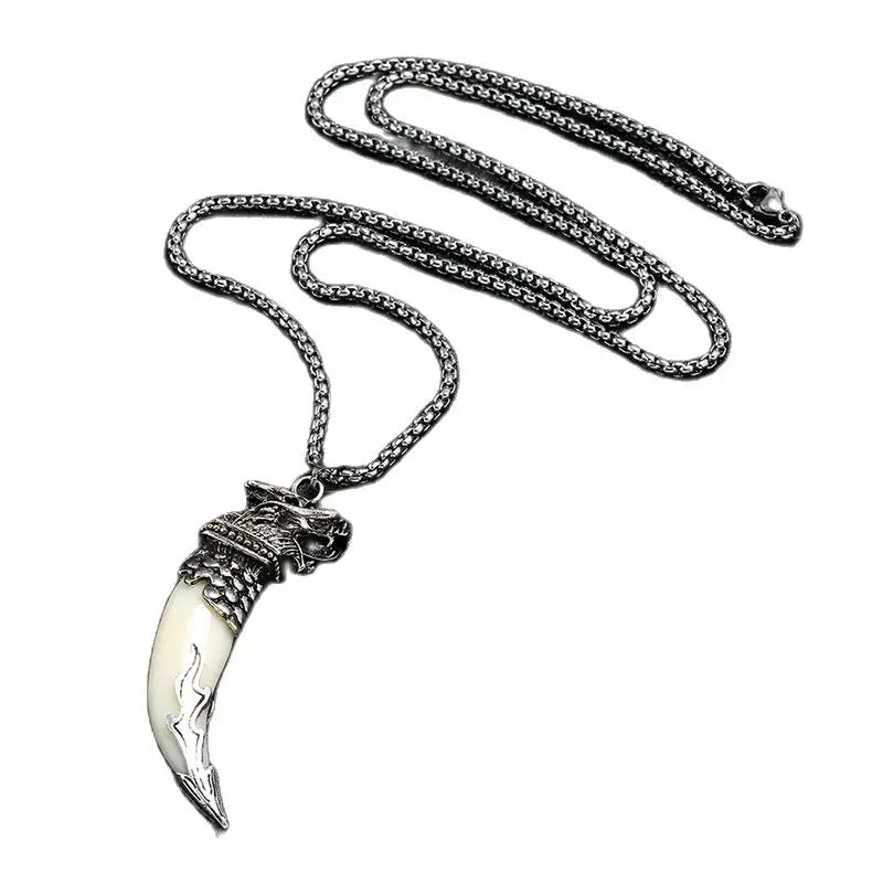 Retro domineering wolf tooth pendant necklace suitable for men's jewelry gifts - Hiron Store