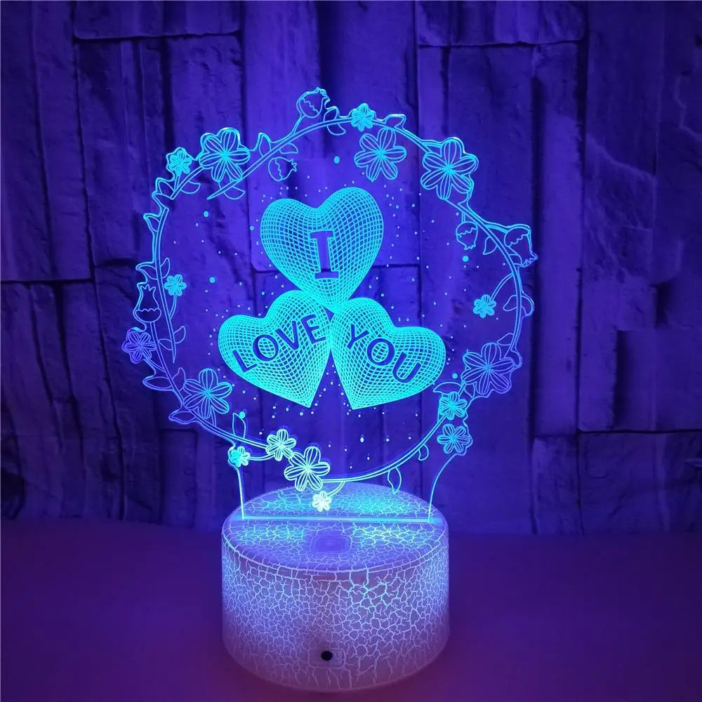 3D Lamp I LOVE YOU Colourful  LED Light Proposal Decoration Romantic Lamp