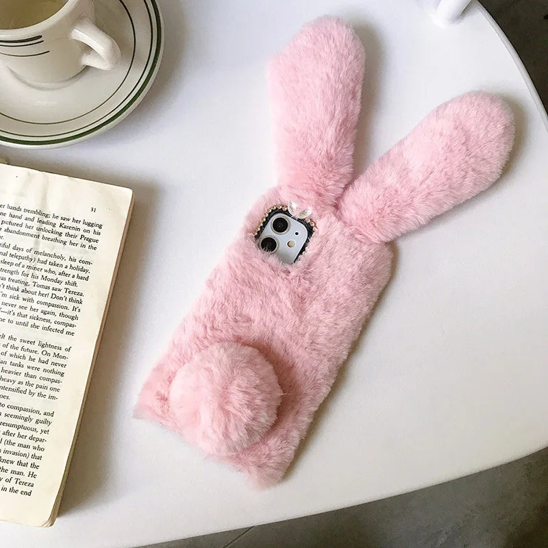 Cute Warm Phone Case Fur Cover For Iphone 16 15 14 13 12 11 Pro Max