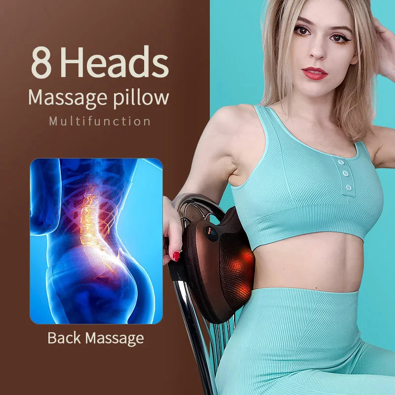 Head Massager Car Home Cervical Shiatsu Massage Neck Back Waist Body Electric Multifunctional Massage Pillow Cushion - Hiron Store