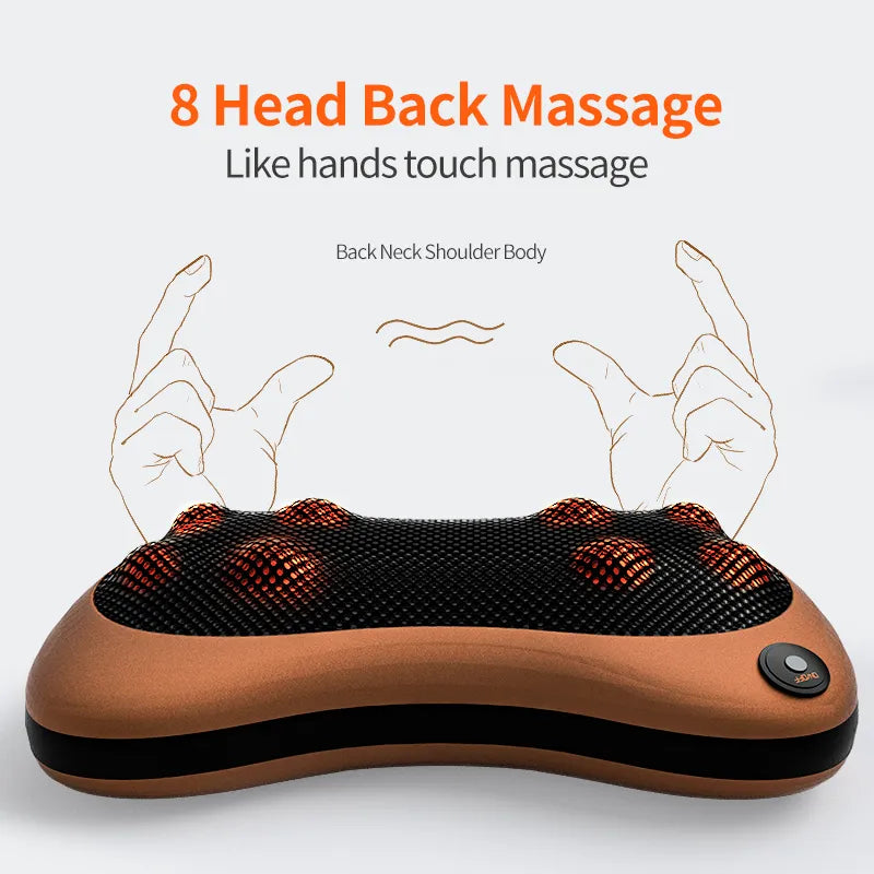 Head Massager Car Home Cervical Shiatsu Massage Neck Back Waist Body Electric Multifunctional Massage Pillow Cushion - Hiron Store