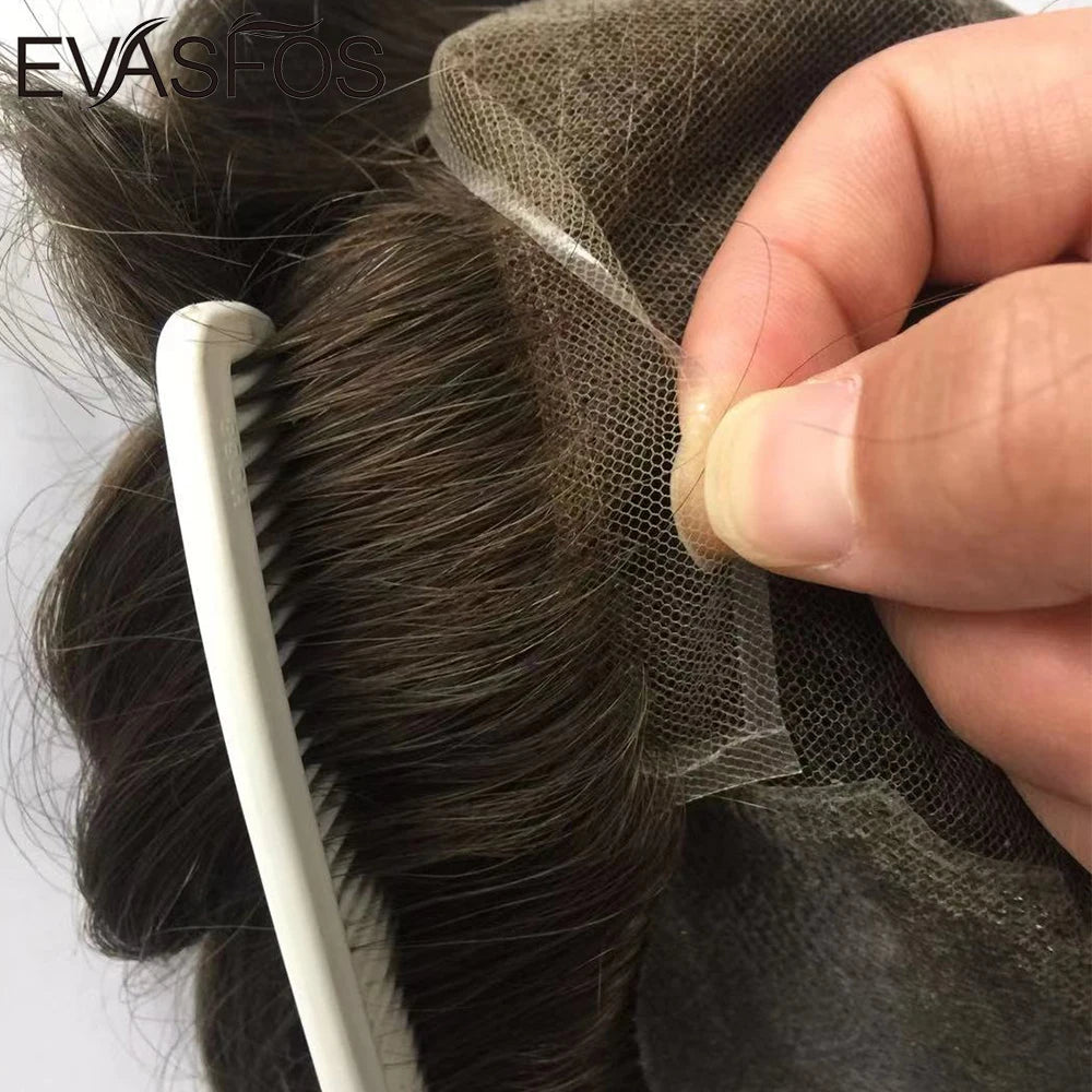 Natural Hairline Bleached Knots French Lace Front Men's Toupee, Poly Skin Hairpieces, Hair Replacement Systems, Various Color