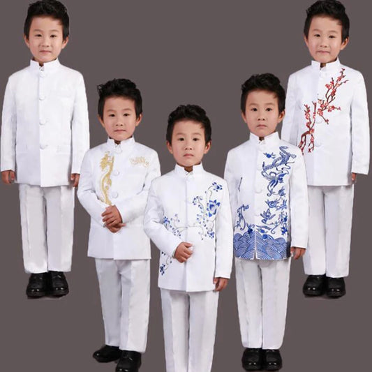 Children Formal Suits Twinset Vintage Embroidery Suit for Kids Blazers Trousers set Boys Suits