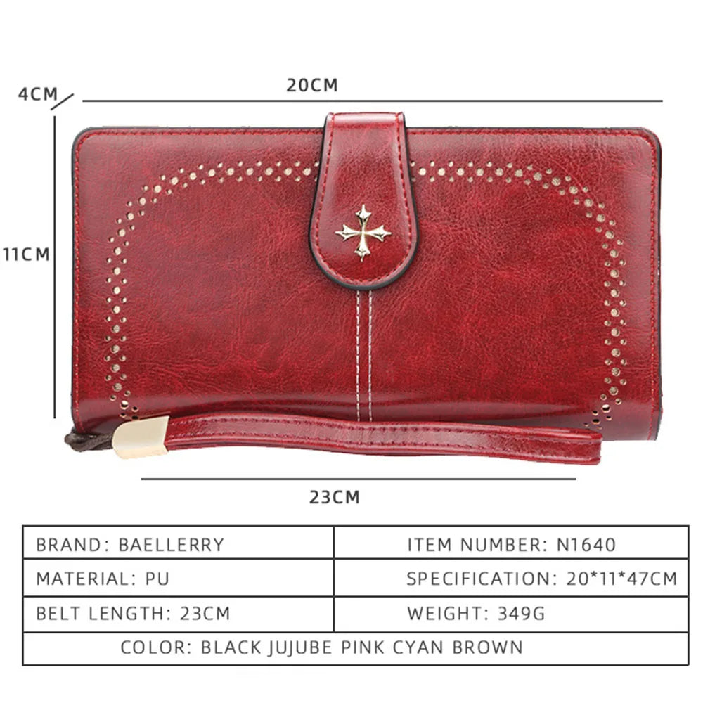 Baellerry Women Wallets Large Hollow Out Long Wallet Fashion Top Quality PU Leather Card Holder Wallet For Women - Hiron Store