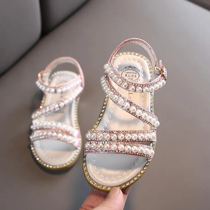 Girl Sandals Summer Fashion Kids Baby Bling Rhinestone Princess Sandals