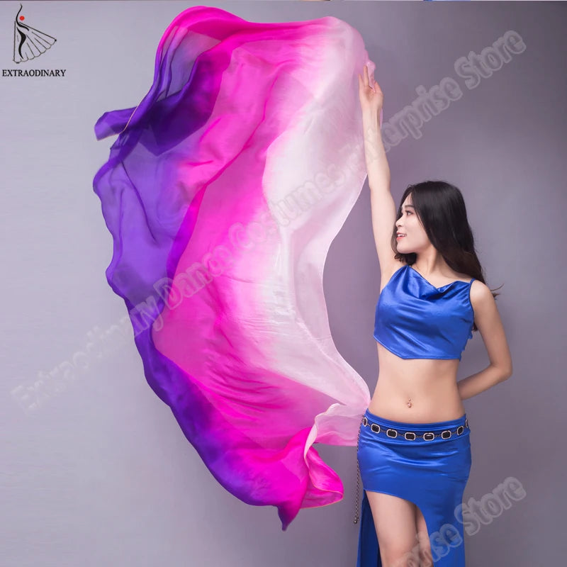 Belly Dance Silk Veil Scarves Face Customized Hand Thrown Scarf Face Veil Silk Shawl Gradient 200cm 250cm 270cm