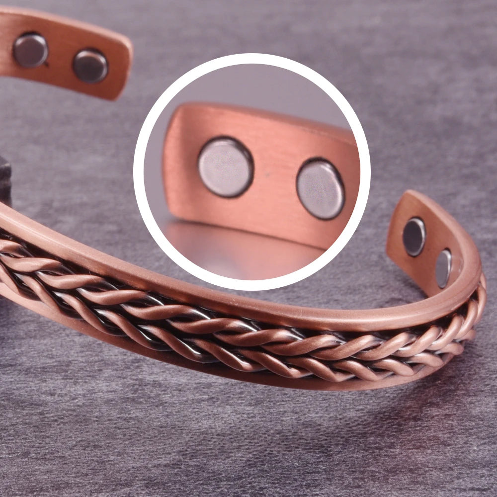 Pure Copper Magnetic Bracelet Benefits Adjustable Cuff Bangles Arthritis Pain Relief