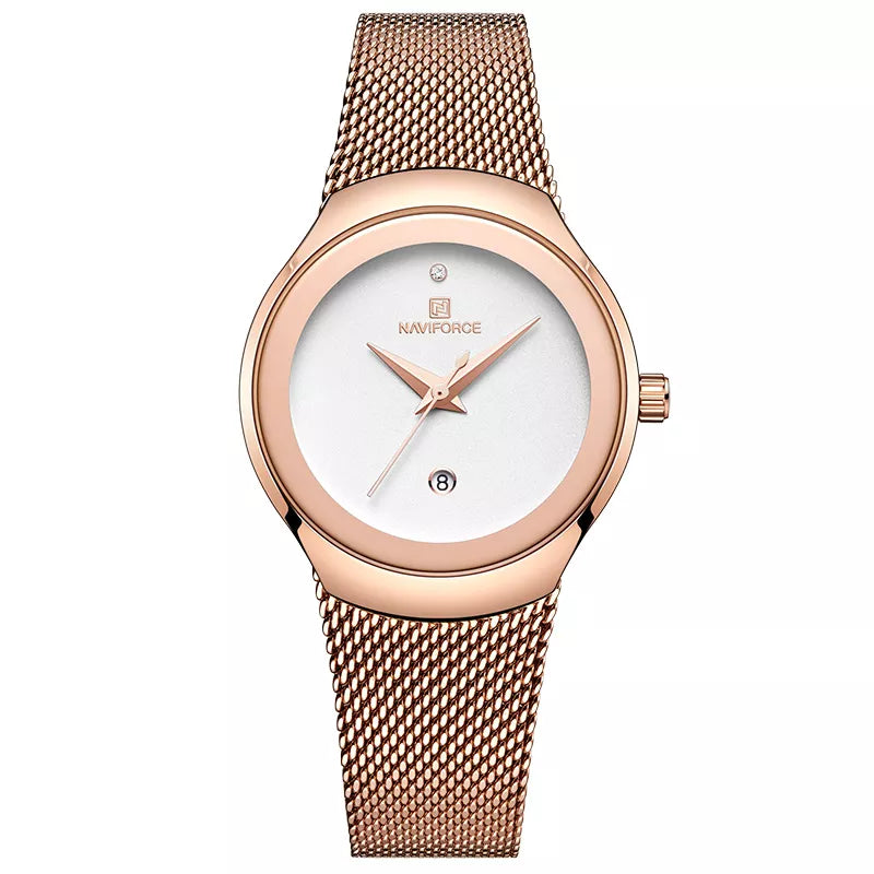 NAVIFORCE Watch Women Fashion Dress Quartz Watches Lady Stainless Steel Waterproof Wristwatch Simple Girl Clock Relogio Feminino - Hiron Store