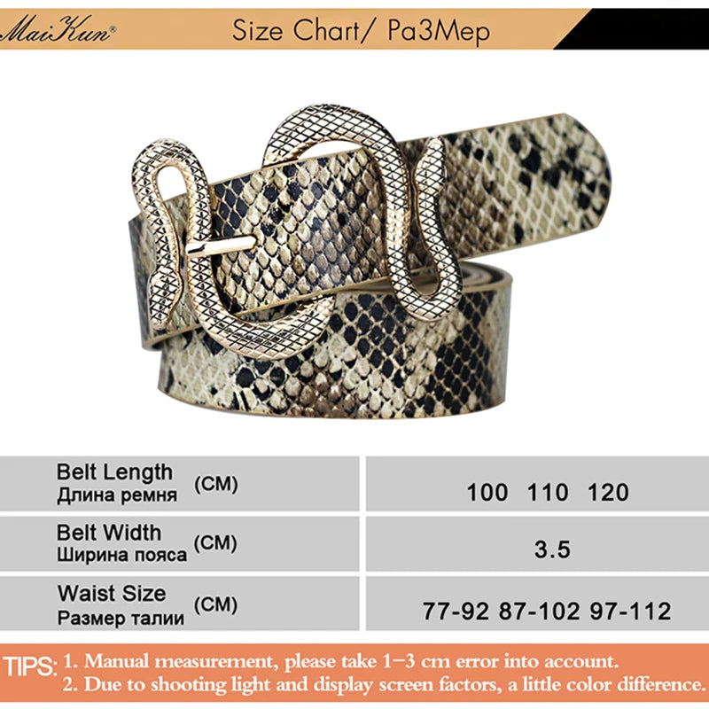 Belts for Women Snake Shape Pin Buckle Belt High Quality Leather Women Belts PU Waistband