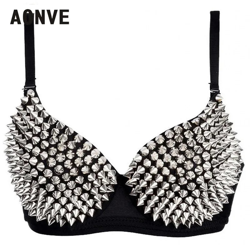 AONVE Newest Sexy Lingerie Sexy Women's Rhinestone Cover Bra Top Gold/Silver Plunge Wire Free Bralete