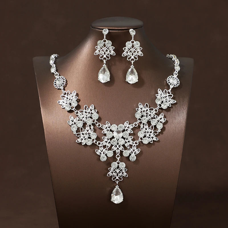 Itacazzo Bride Wedding Luxury Necklace Earring Set Exquisite and Elegant for Ladies Suitable for Party Festivals - Hiron Store