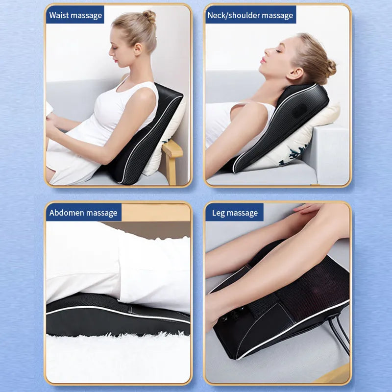 Jinkairui Electric Shiatsu Head Neck Cervical Ttraction Body Massager Car Back Pillow with Heating Vibrating Massage Device - Hiron Store