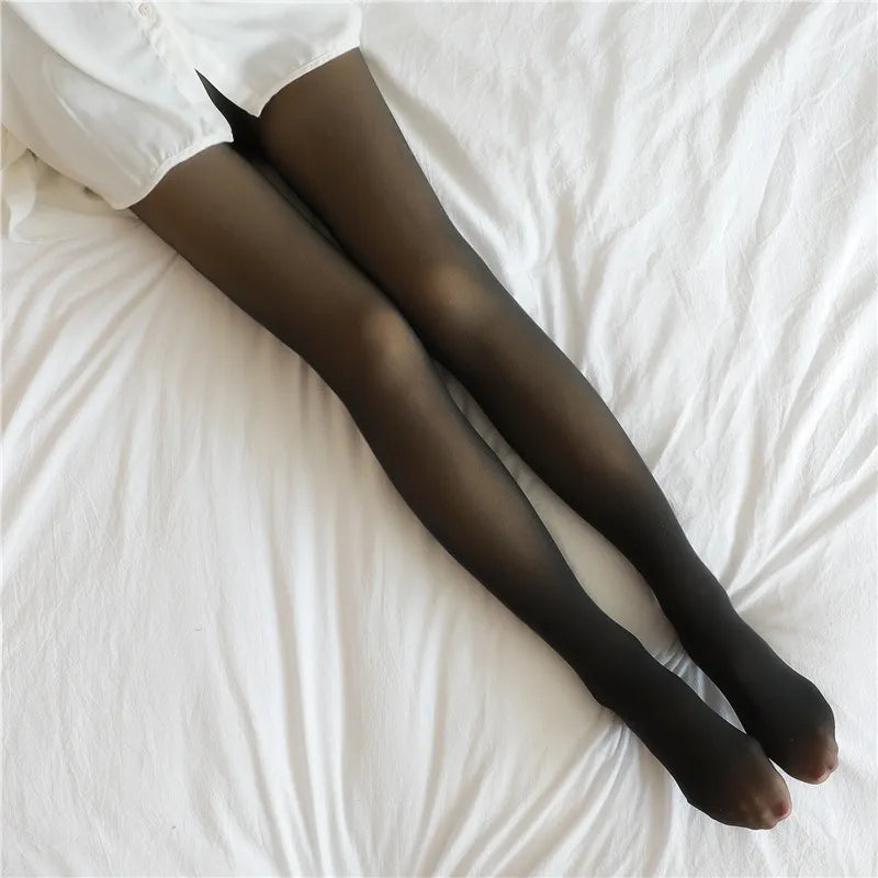 Leggings Winter Warm Sexy Elastic Translucent Pantyhose Female Fleece Thermal High Waist Slim Thicken Tight Pants - Hiron Store