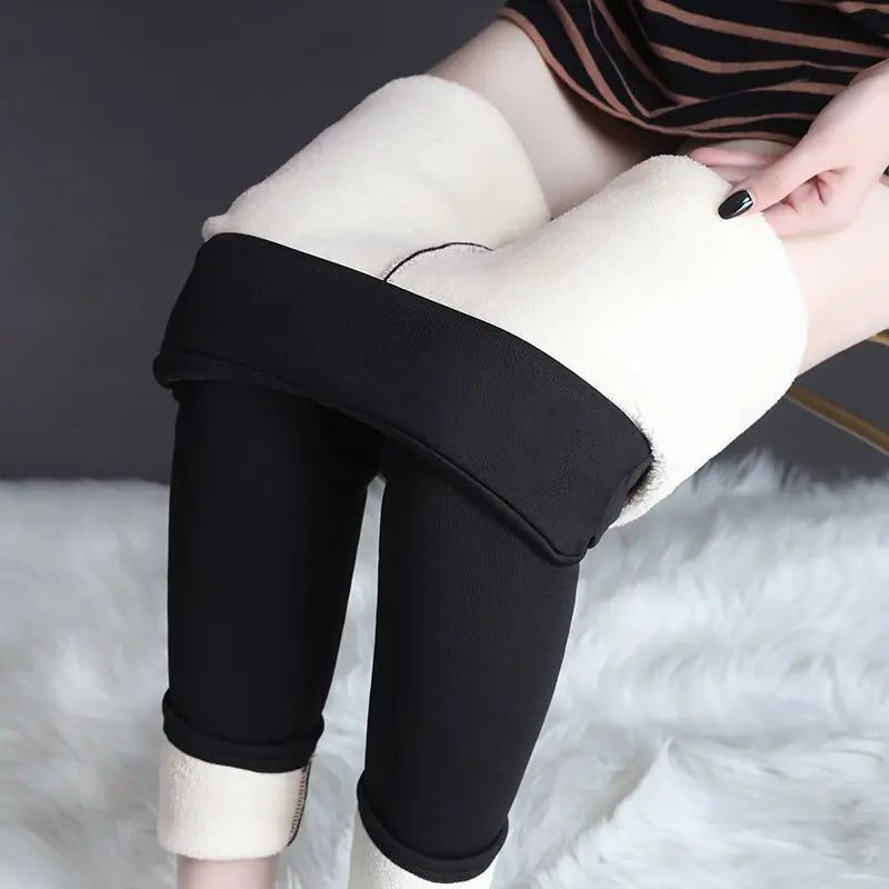 Leggings Winter Warm Sexy Elastic Translucent Pantyhose Female Fleece Thermal High Waist Slim Thicken Tight Pants - Hiron Store