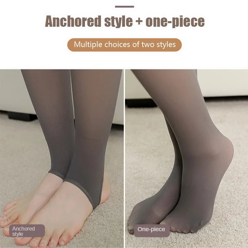 Leggings Winter Warm Sexy Elastic Translucent Pantyhose Female Fleece Thermal High Waist Slim Thicken Tight Pants - Hiron Store