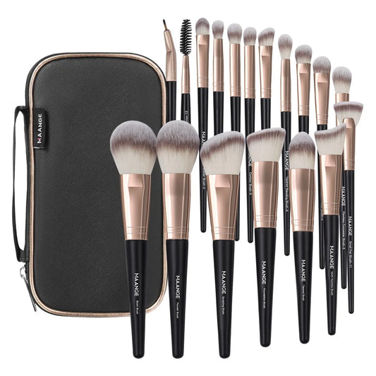 Maange 18Pcs Makeup Brushes Storage Set Soft Bristles Foundation Brushes Eyeshadow Blusher Concealer For Women Beginner Kit - Hiron Store