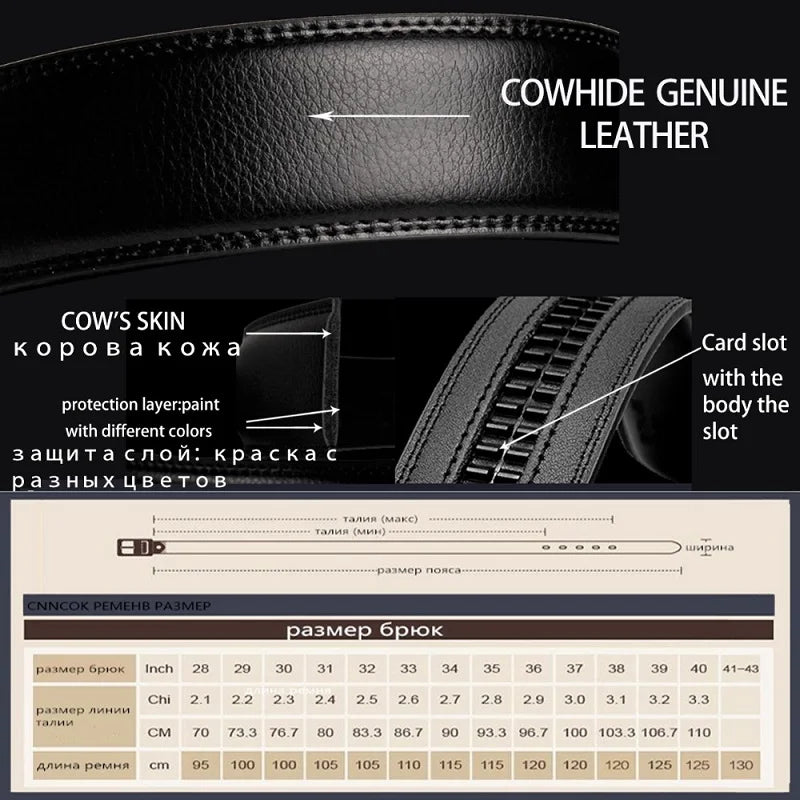 Men Genuine Leather Belts Brand Luxury Stone Pattern High Quality Business Work Automatic Buckle Belts for Men ZD121 - Hiron Store