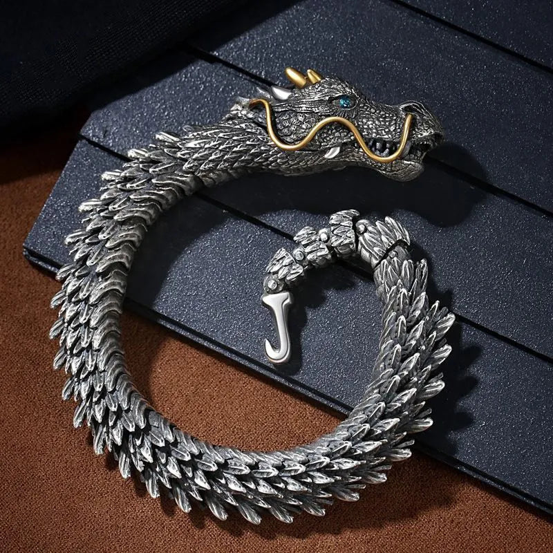 Men's Trendy Personality Domineering Retro Faucet Collection-level Smart Dragon Bracelet Handmade Three-dimensional Bracelet - Hiron Store