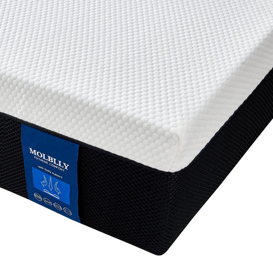 Molblly Double Mattress 8 INCH Memory Foam Mattress Breathable Mattress Medium Firm with Soft Fabric Fire Resistant Barrier Skin friendly Durable 4f6 Double bed Mattress 135x190x20cm - Hiron Store