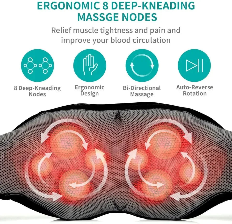 Neck and Back Massager with Heat,Electric Deep Tissue Kneading Massage Pillow for Shoulder, Back and Neck, Muscl - Hiron Store