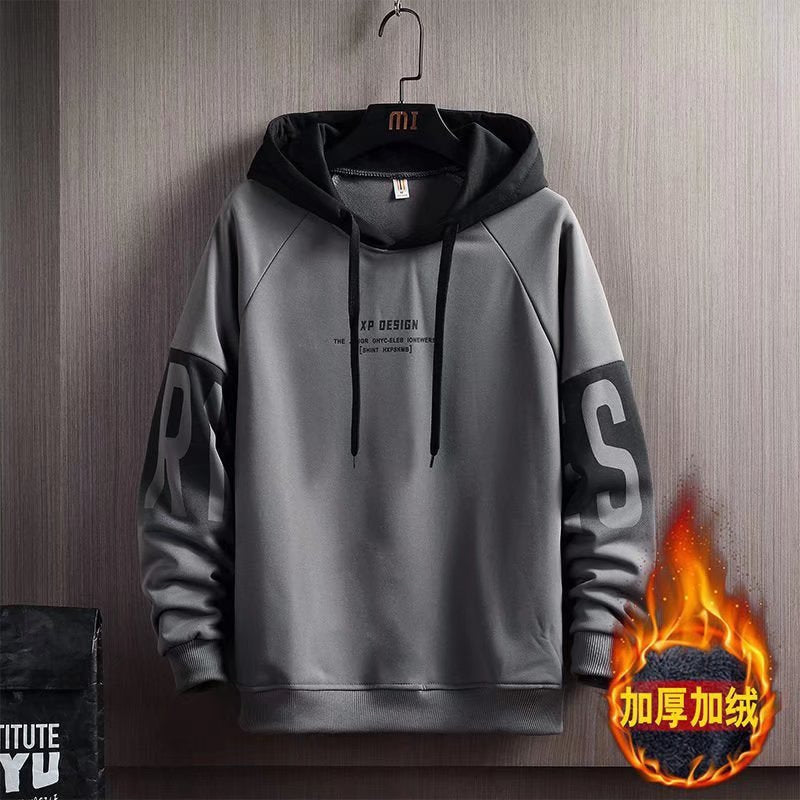 Men Sweater  Autumn and Winter, Loose Letter Printed  Korean Fashionable, Casual fleece-lined ,Long Sleeve Jacket