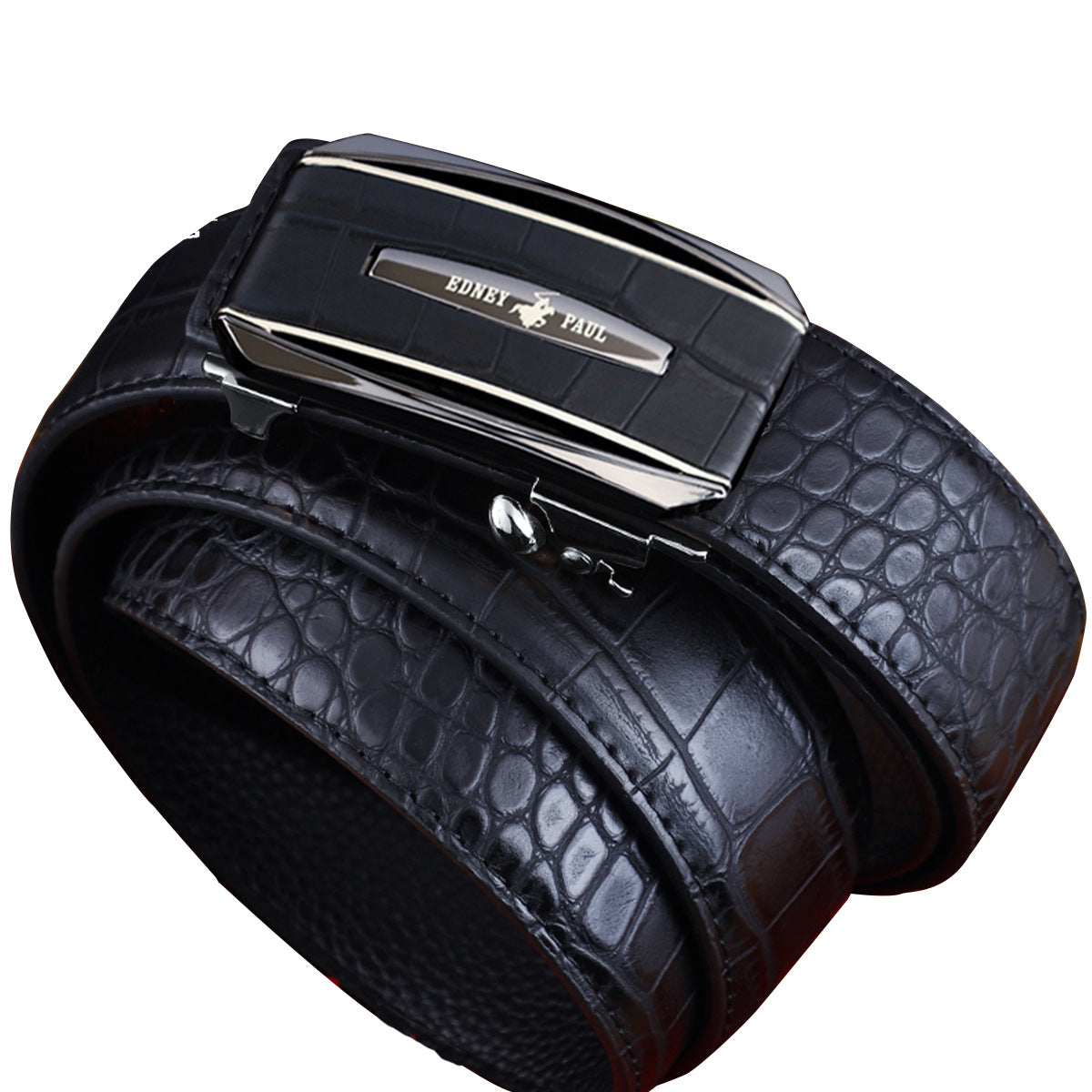 Men's Belt Genuine Leather Crocodile Pattern Inner Wear Automatic Buckle Fashionable Business Trendy Belt
