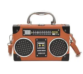 Retro radio box style pu leather ladies handbag shoulder bag chain purse women's crossbody messenger bag flap - Hiron Store