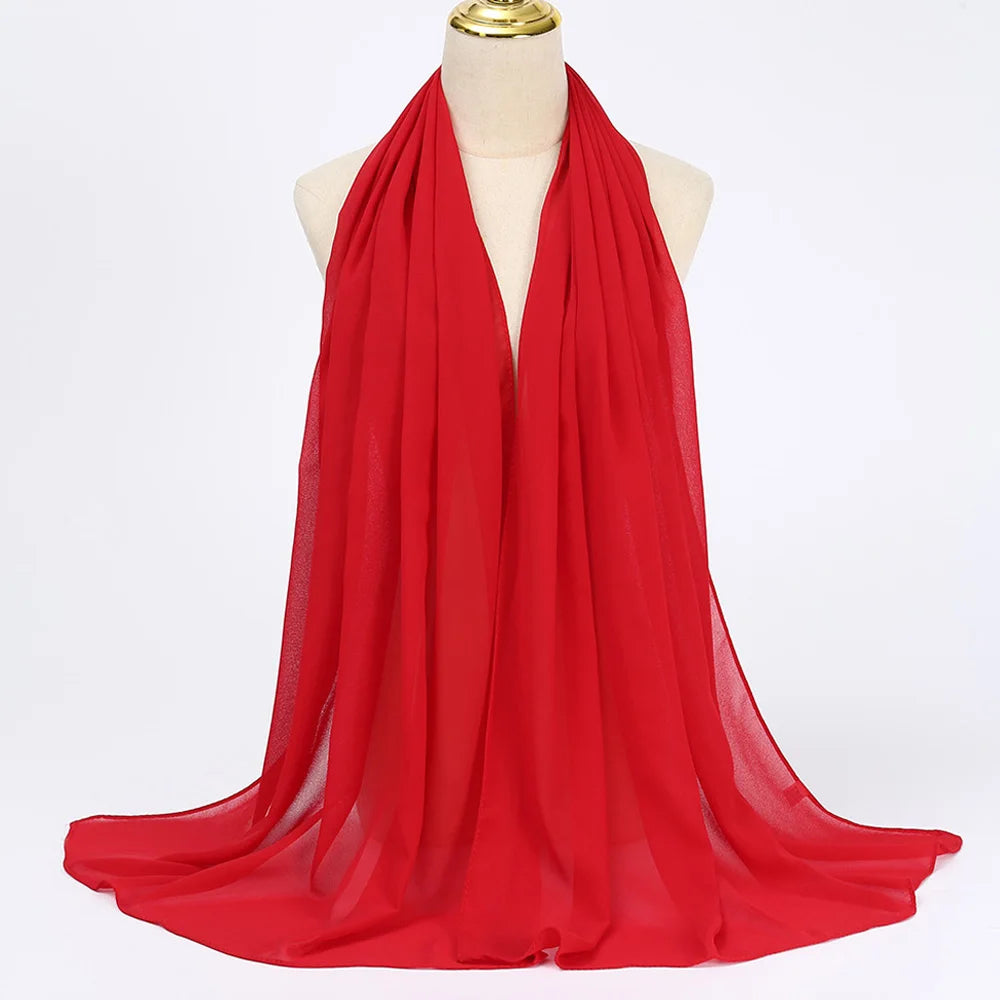Muslim Chiffon hijab Scarf Long Solid Color Head Wrap Women's Hijabs & Scarves Jersey Hijab Veil