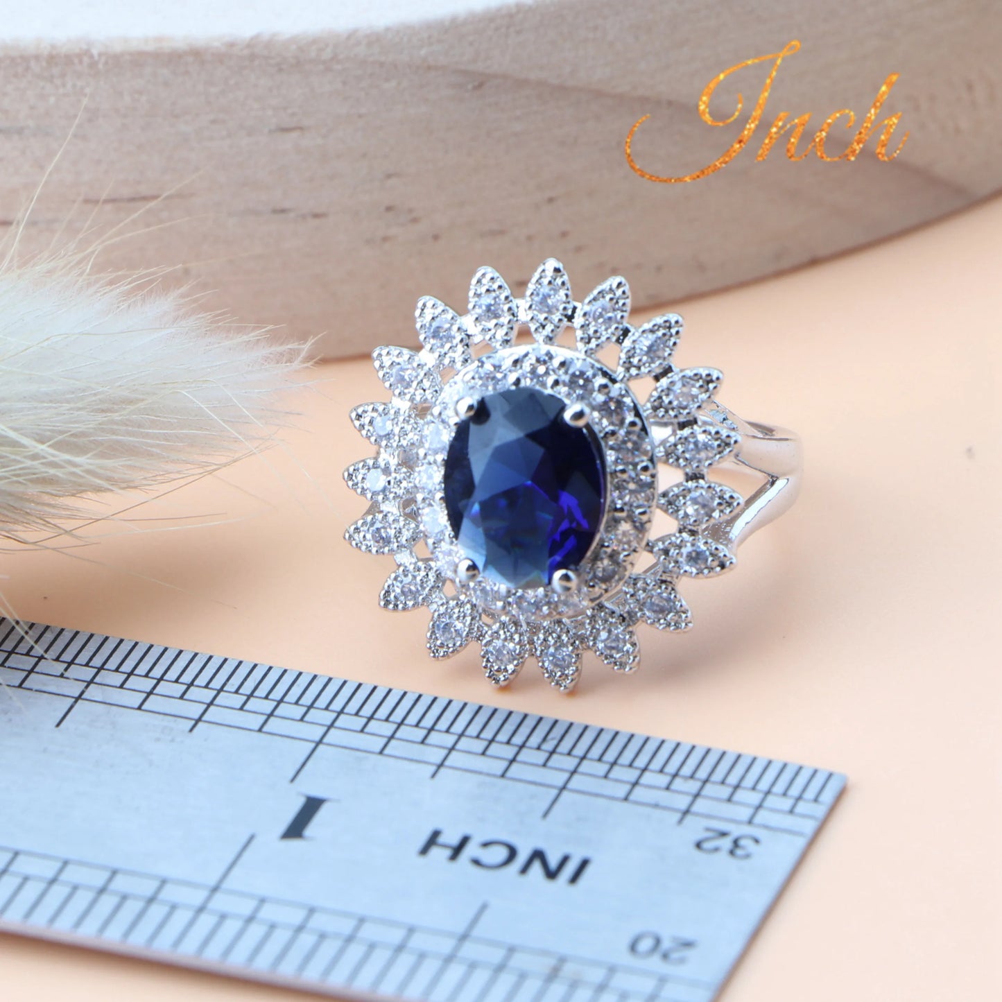 Natural Bridal Jewelry Sets Silver 925 Jewelry Ring Pendant Necklace Earrings Bracelets Wedding Blue Cubic Zircon Set For Women - Hiron Store