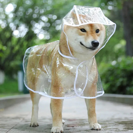 Pet Dog Puppy Transparent Rainwear Raincoat Pet Hooded Waterproof Jacket Clothes Soft PVC Small Dogs Raincoat Puppy Rain Poncho - Hiron Store