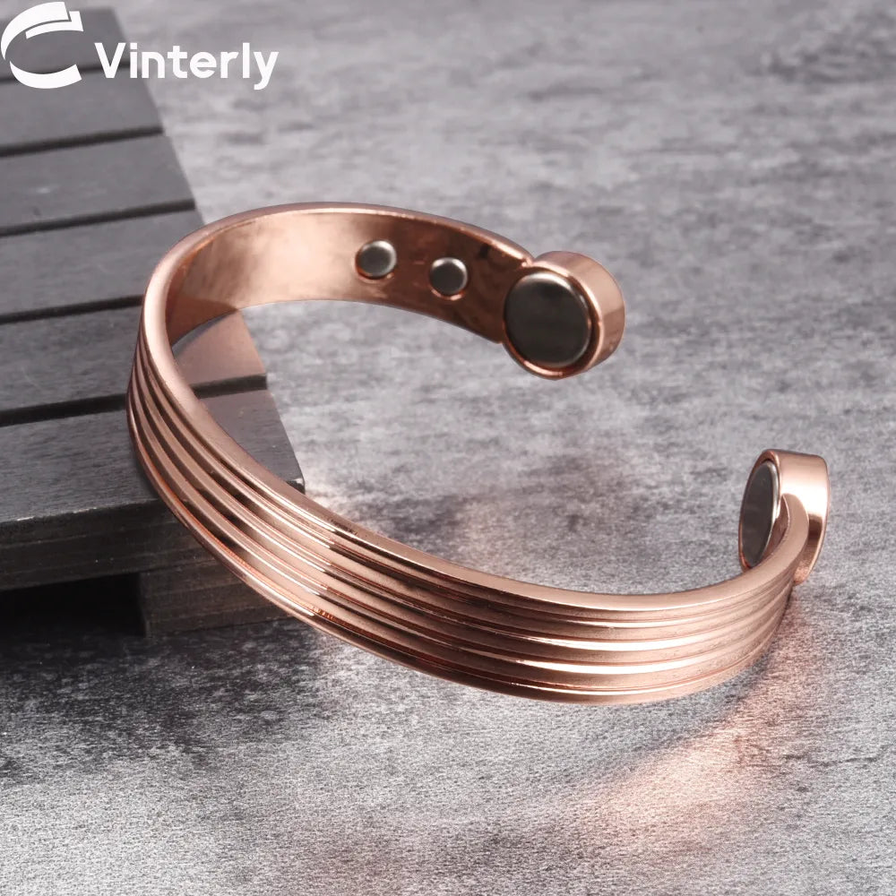 Pure Copper Bracelets Adjustable Magnetic Bangles Arthritis High Magnet Jewellery