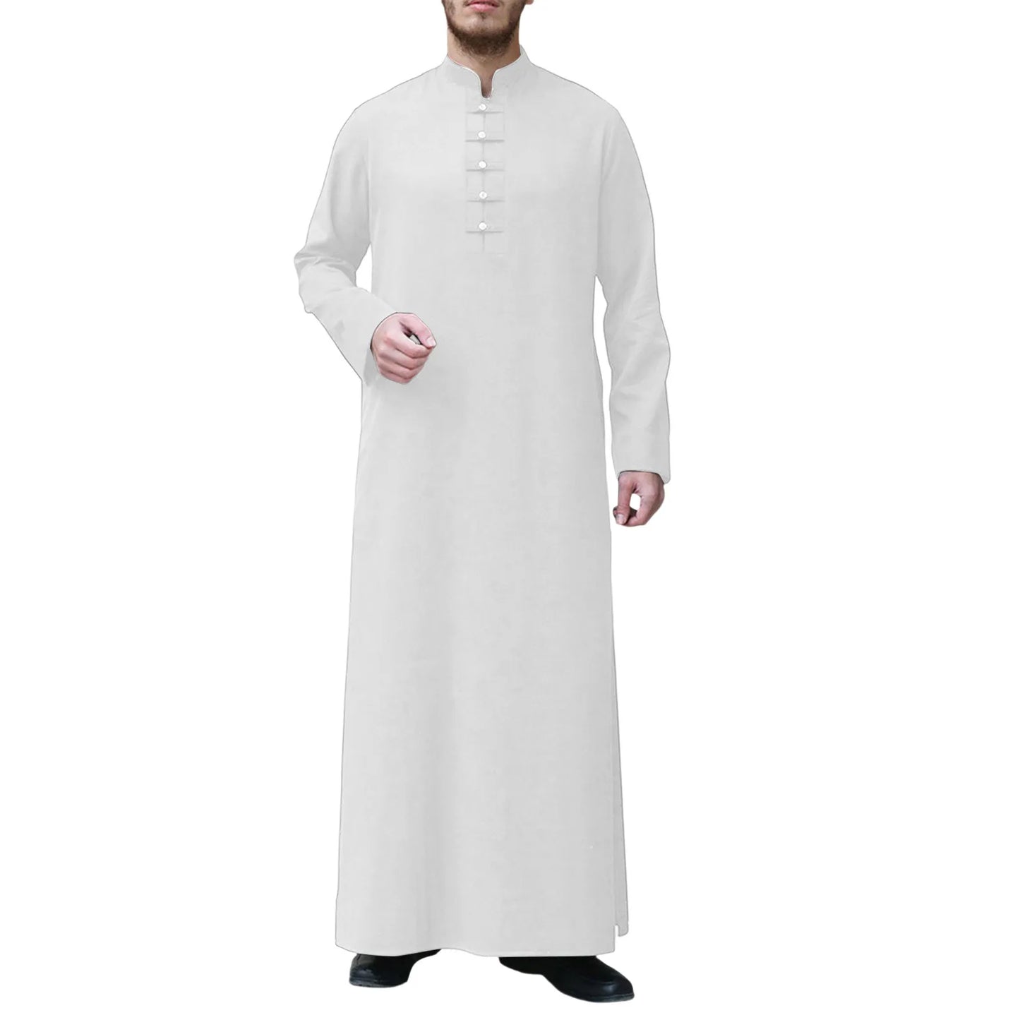 Muslim Robe Men Jubba Thobe Saudi Arabia Kaftan Solid Color Stand Neck Homme Abaya Caftan Islamic Clothing Islam Dress Eid Abaya - Hiron Store