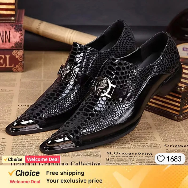 Italian luxury design men's shoes red brick inlaid dress shoes wedding party leather loafers