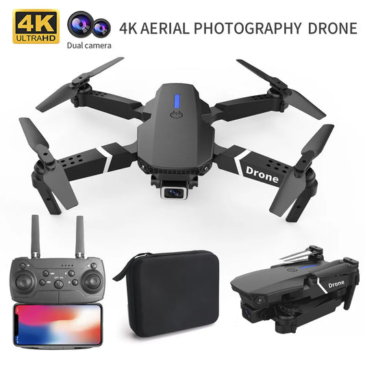 Professional Drone E88 4k wide-angle HD camera WiFi fpv height Hold Foldable RC quadrotor helicopter Camera-free children's toys - Hiron Store