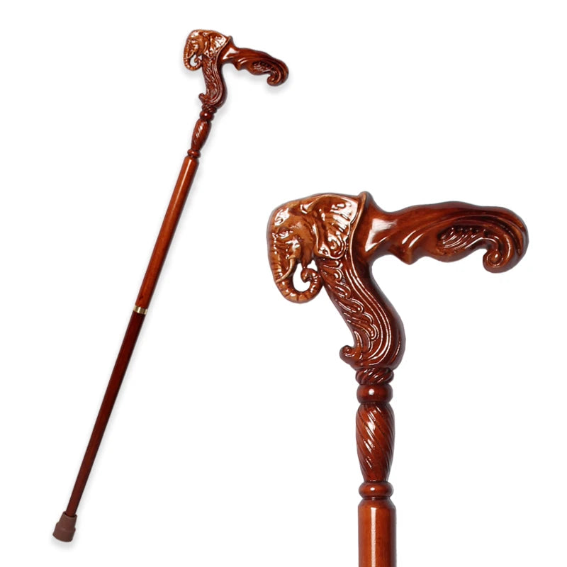 Elephant Handle German Beech Luxury Wooden Walking Stick Men Detachable Canes Women Elegant Walking Sticks