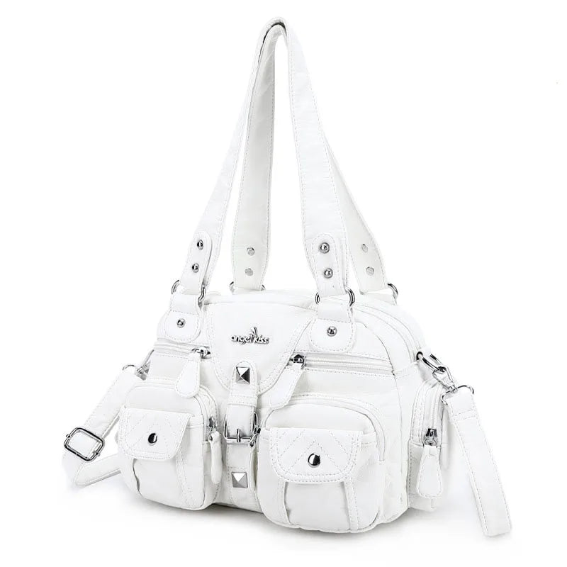 Angelkiss Women Handbags Satchel, Top-handle Handbag PU Shoulder Bag, Dumpling Pack Phone Money Bag