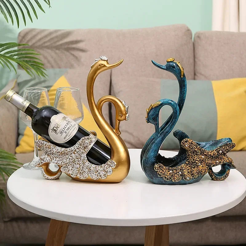 Creative Couple Swan Wine Rack Love At First Sight Simple Resin Suitable for Home Decoration Ornaments