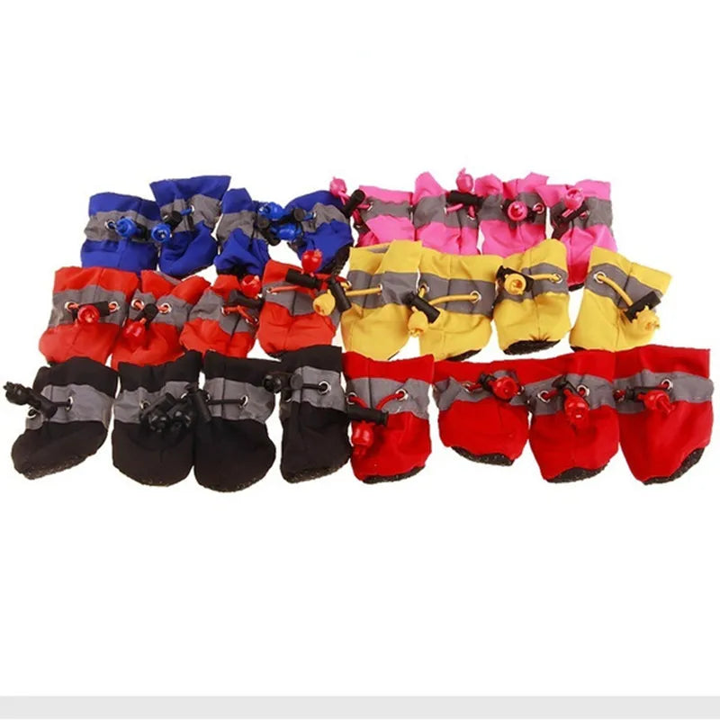 4pcs/set Waterproof Pet Dog Shoes  Anti-slip Rain Boots Footwear for Small Cats Dogs Puppy Dog Pet Booties Pet Paw Accessories - Hiron Store