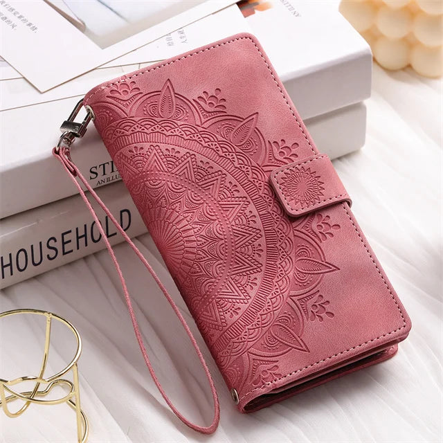 Leather Flip Case For Samsung Galaxy S25 S23 S24 Ultra S22 S21 Plus S20 FE S10 + Note 20 10 9 8 Card Wallet Embossing Phone Bag