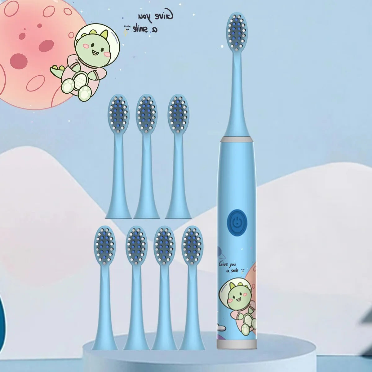 Children's Electric Toothbrush Color Cartoon Space Series Children's Soft Hair Cleaning Brush (Battery Not Included) - Hiron Store