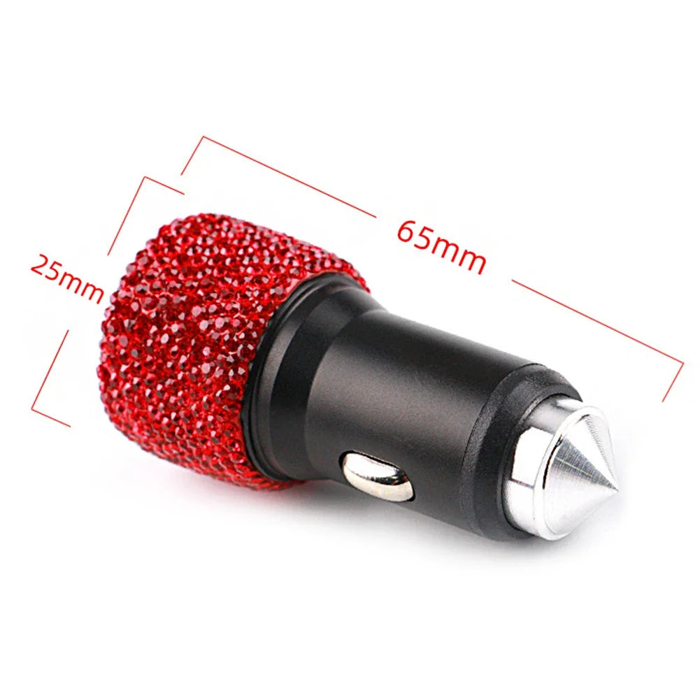 USB Car Charger 5V 2.1A Dual Port Fast Adapter Pink Styling Diamond Car Accessories