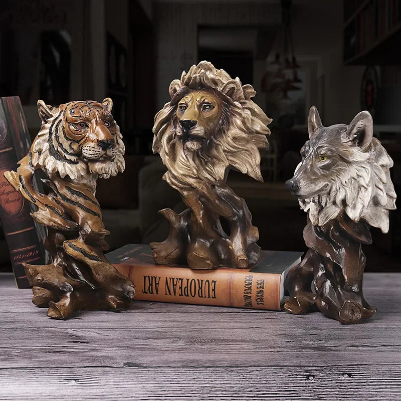 Resin Simulation Animal Statue Eagle Wolf Lion Tiger Horse Statue Home Decoration