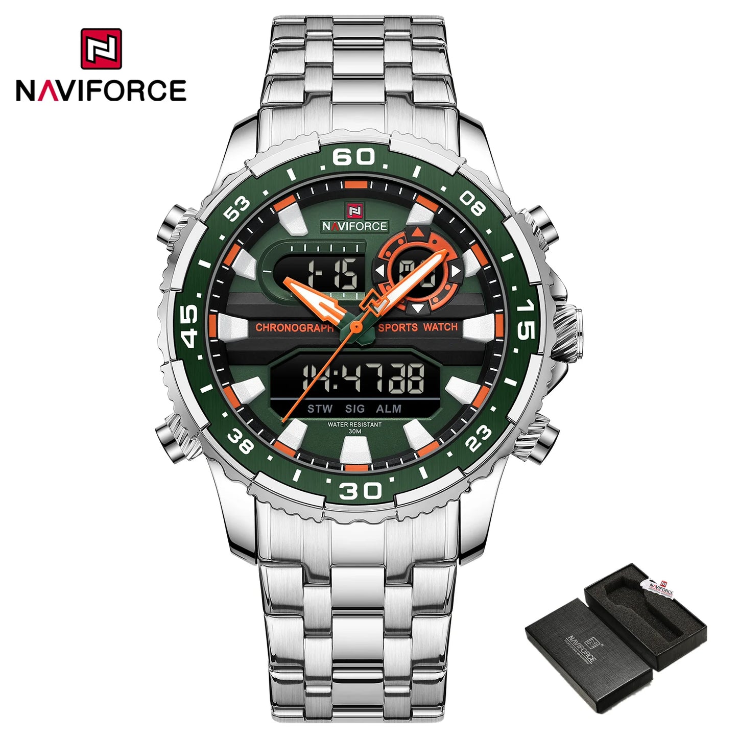 NAVIFORCE Brand Black Gold Men Watch Luxury Quartz Wrist Watches Sport Waterproof  Stainless Steel