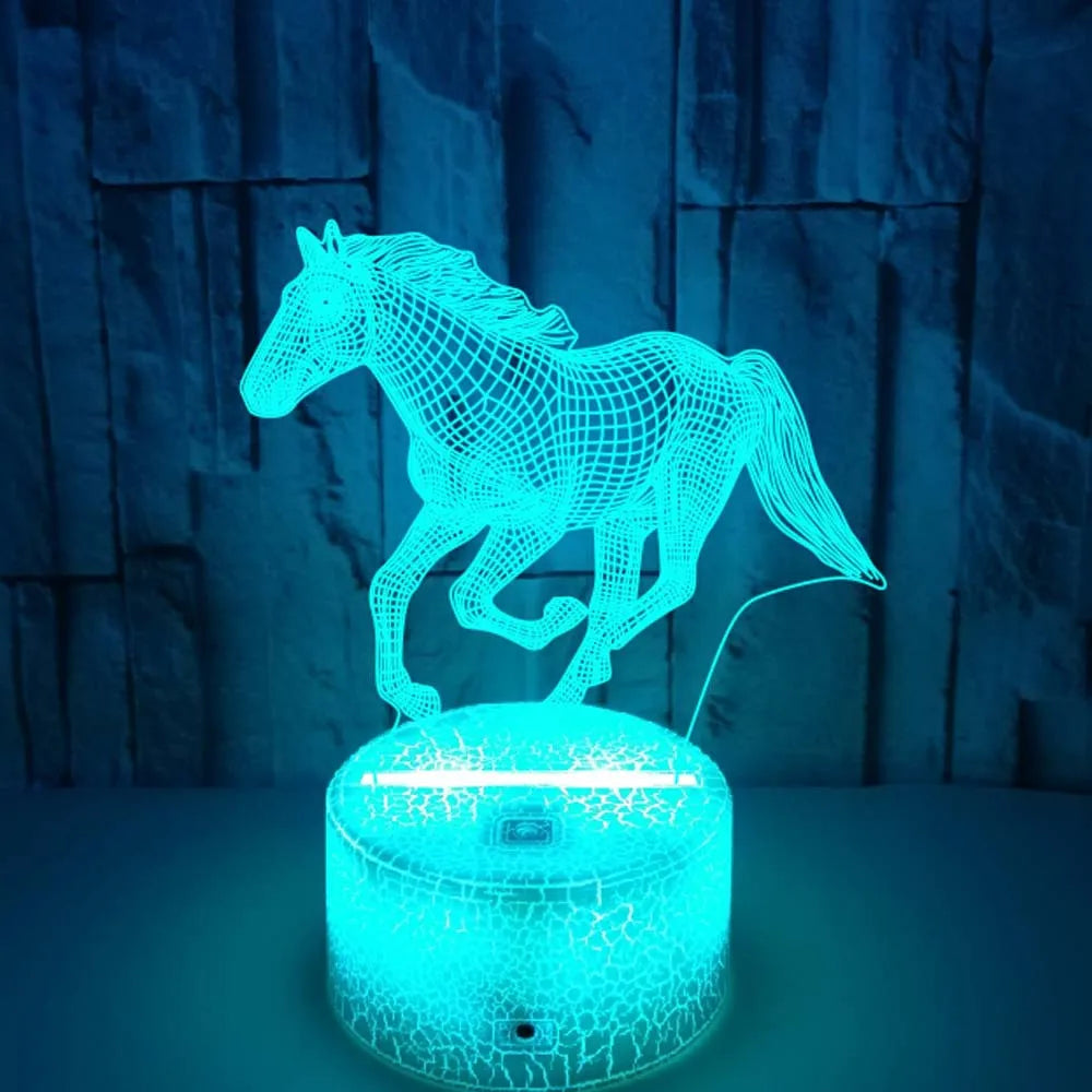 3d Illusion Lamp Led Children's Night Light Horse Table Lamp for Bedroom Decoration