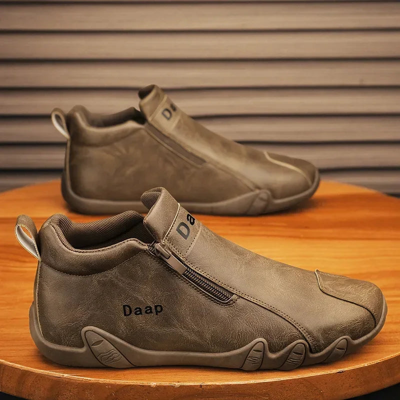 2027 New Casual Shoes for Men, Luxury Round Toe Men Ankle Boots, Light Slip-on Walking Shoes, High Top Sneakers