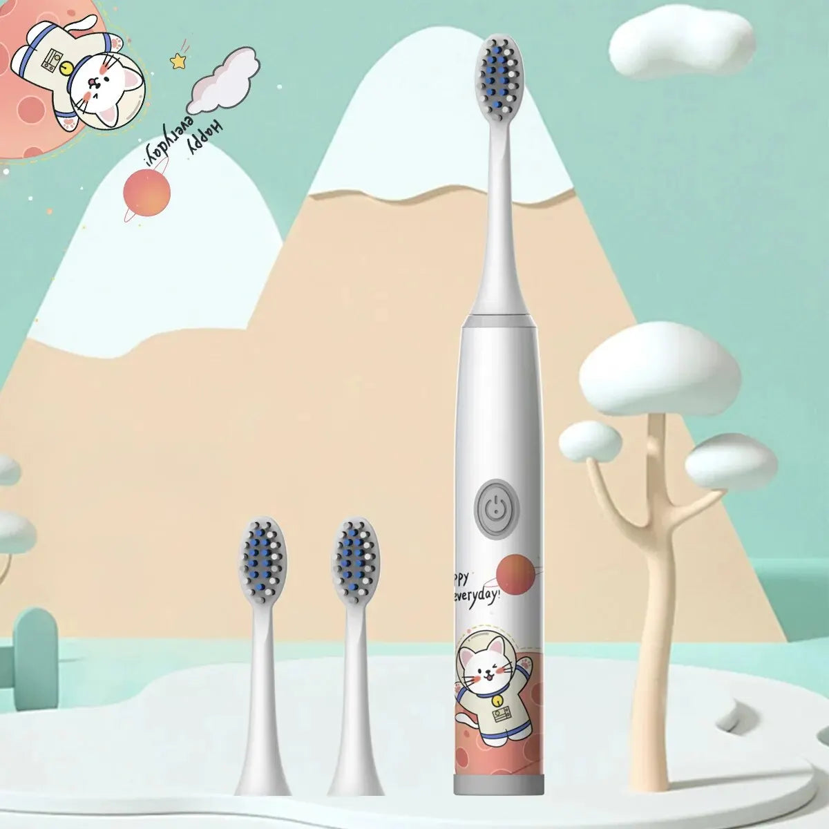 Children's Electric Toothbrush Color Cartoon Space Series Children's Soft Hair Cleaning Brush (Battery Not Included) - Hiron Store