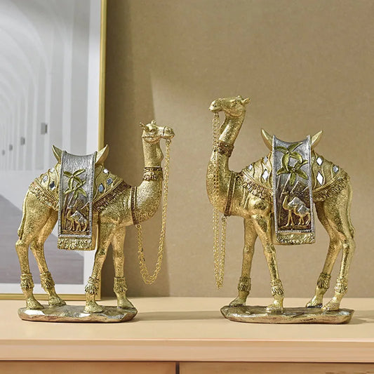 Turkish Resin Golden Camel Sculpture Feng Shui Figurines Home Decoration Ornament