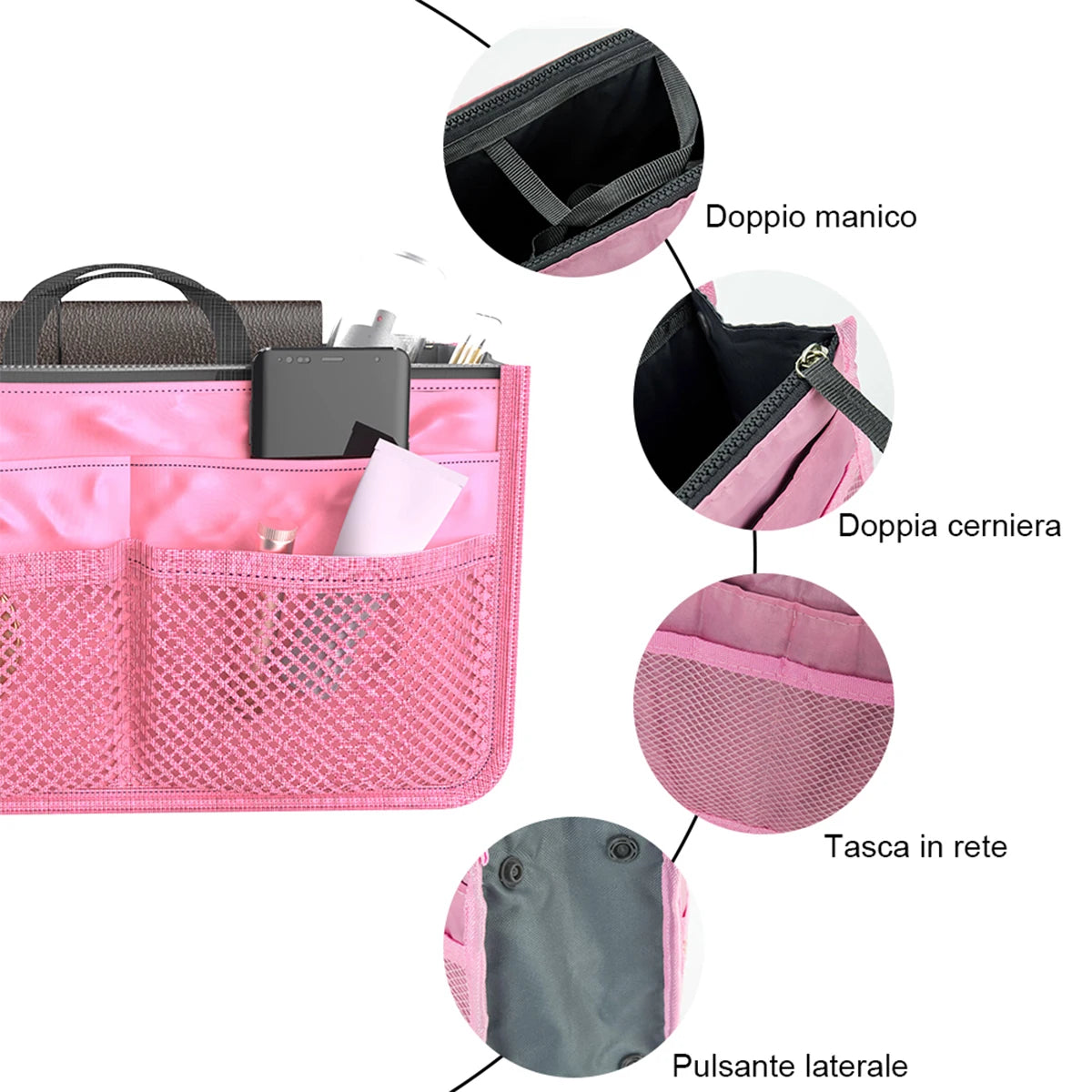 Organizer Insert Bag Women Nylon Travel Insert Organizer Handbag Purse Large liner Lady Makeup Cosmetic Bag Cheap Female Tote - Hiron Store