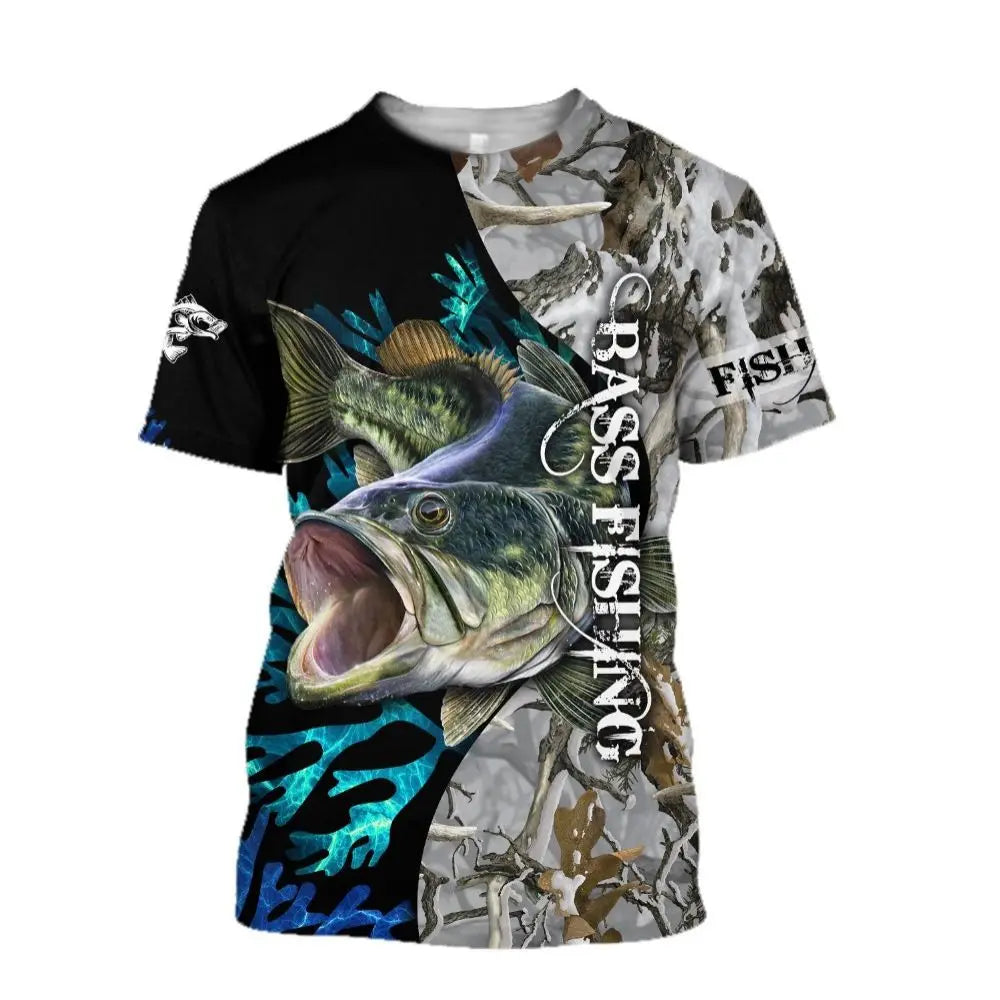 2024 New Men's T-Shirts Short Sleeve Tops Summer Clothing Fishing Graphic Shirts Men Dress Streetwear O-Neck Pullovers 5XL Tee - Hiron Store