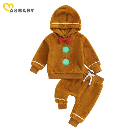 ma&baby 1-5Y Christmas Toddler Baby Boy Girl Clothes Sets Gingerbread Outfit Long Sleeve Tops Pants